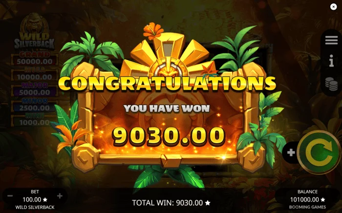 Wild Silverback - Samlet gevinst for Free Spins runden